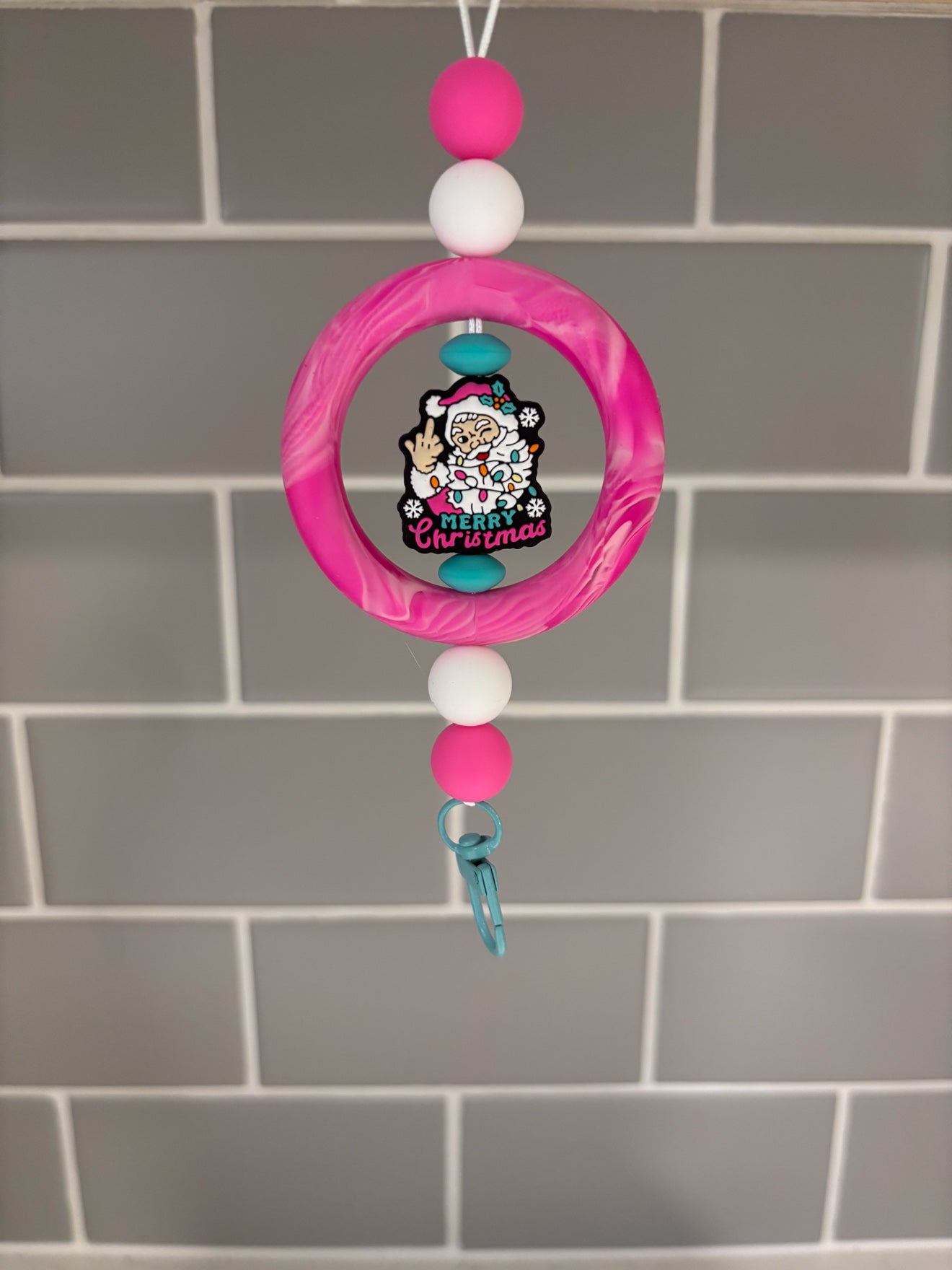 Merry Christmas Santa - Pink Marble