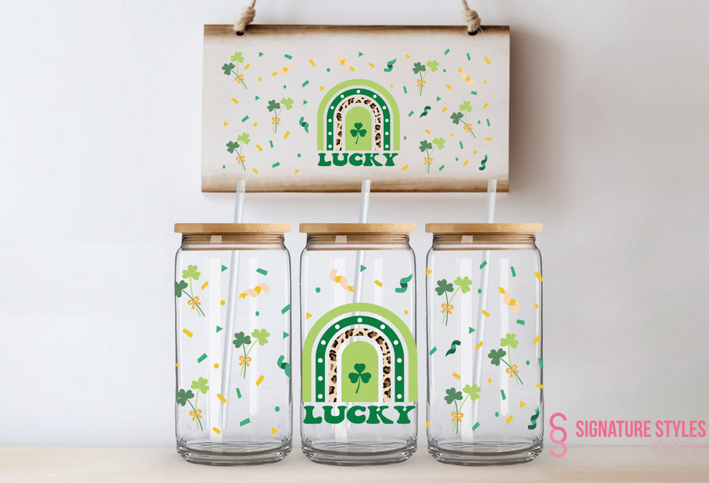 Valentines/St.Patty's Day Glass Can