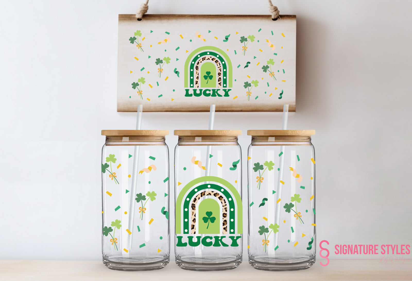 Valentines/St.Patty's Day Glass Can
