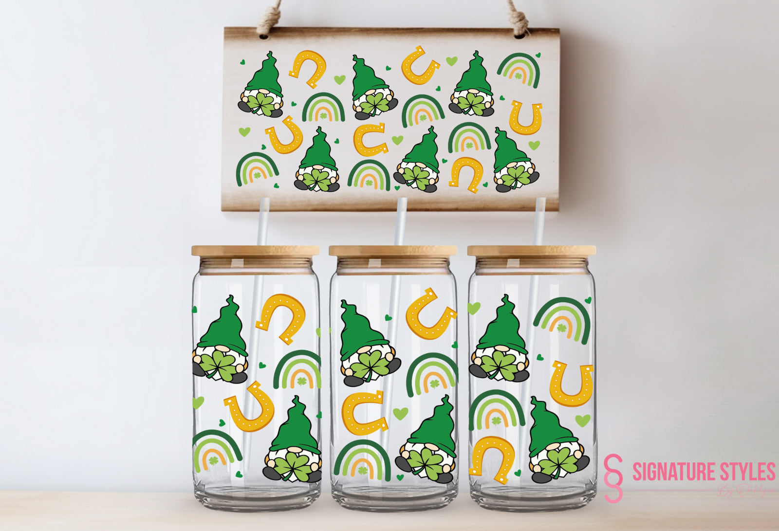 Valentines/St.Patty's Day Glass Can