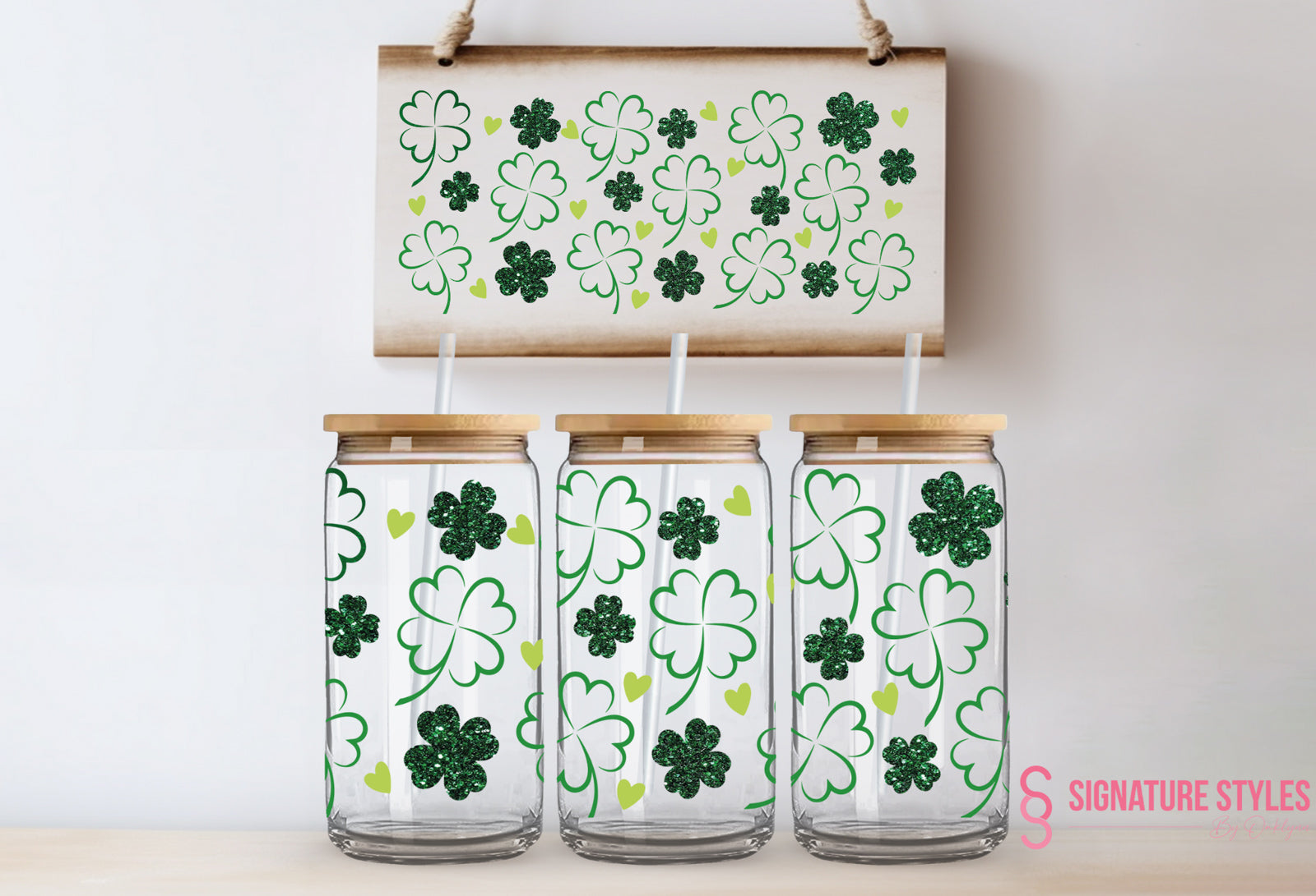 Valentines/St.Patty's Day Glass Can