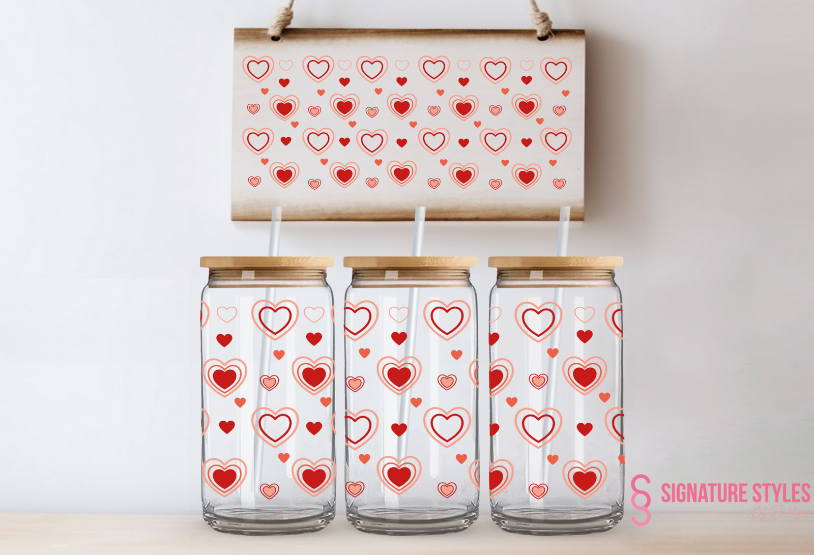 Valentines/St.Patty's Day Glass Can
