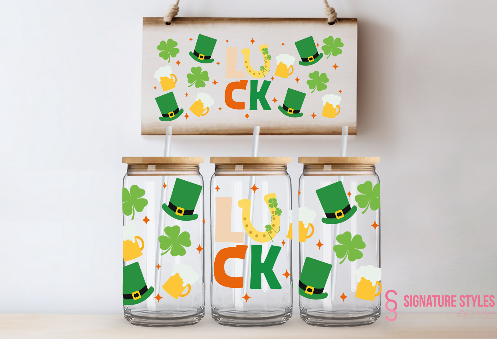 Valentines/St.Patty's Day Glass Can