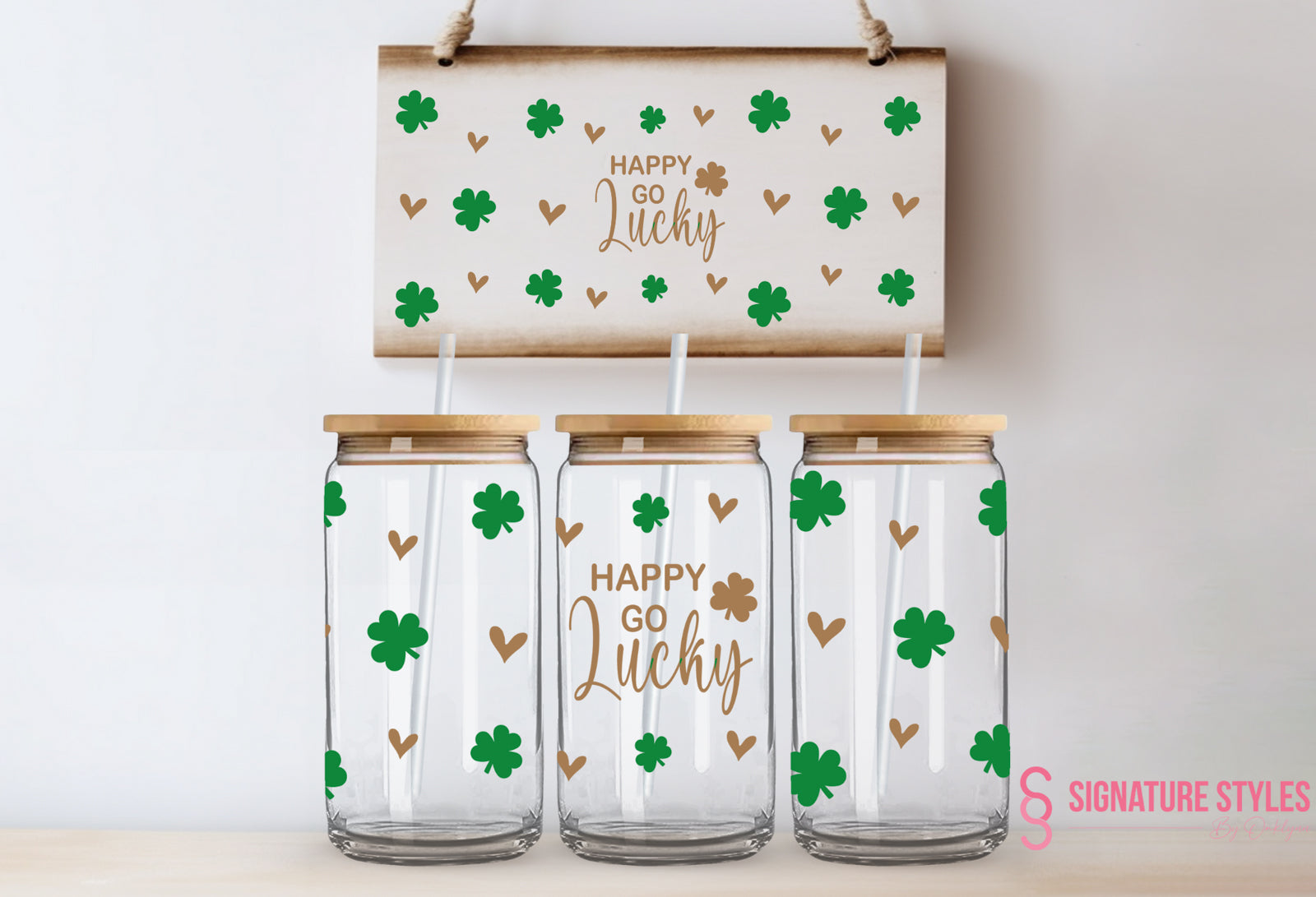 Valentines/St.Patty's Day Glass Can